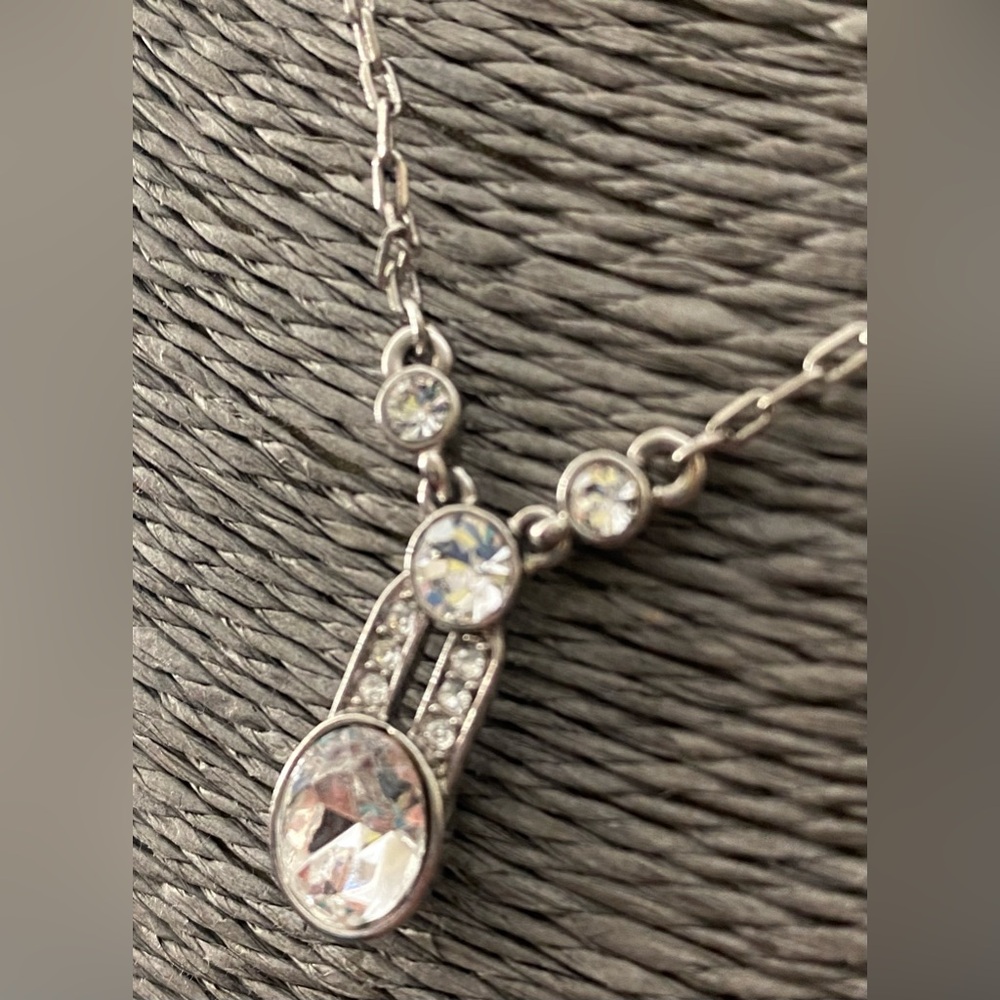 Givenchy  Silver plated Rhinestones Choker( 18in)